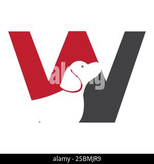 Initial Letter W Pet Logo Concept With Dog Head Symbol Vector Template Stock Vector