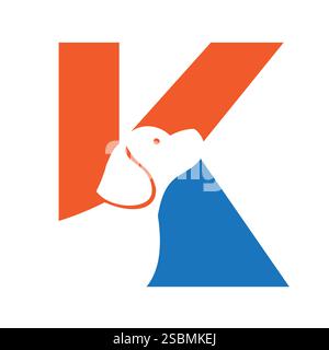Initial Letter K Pet Logo Concept With Dog Head Symbol Vector Template Stock Vector