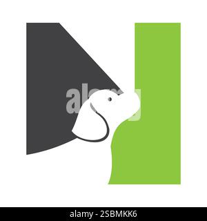 Initial Letter N Pet Logo Concept With Dog Head Symbol Vector Template Stock Vector