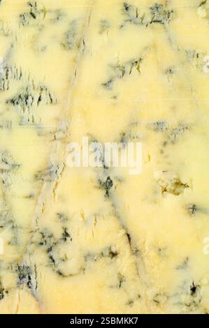 Blue Stilton English classic cheese veined marbling detail texture background Stock Photo