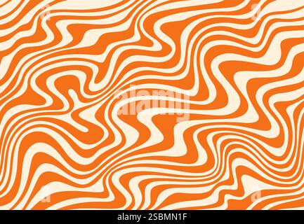 Retro orange stripes distorted backdrop. Procedural vintage ripple ...