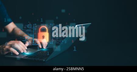 Cyber security concept, Login, User, Identification information security and encryption, Screen padlock, Security password login, Secure Internet acce Stock Photo