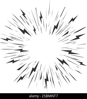 Burst Rays Comic Line explosion surprise burst ray icon elements. Doodle exclamation ...