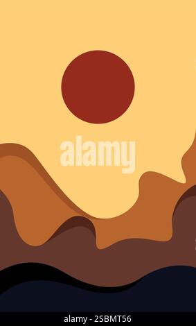 Abstract Mountain With Sun Background Vector Stock Vector