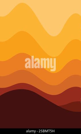 Simple Orange Mountain Background Silhouette. Papercut Mountain Vector Stock Vector