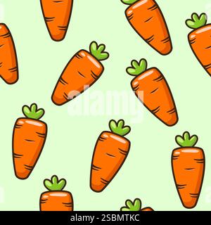Seamless pattern with cute carrots. Print, wallpaper, packaging paper design, textiles, notebooks, notepads, tableware and other things. Stock Vector