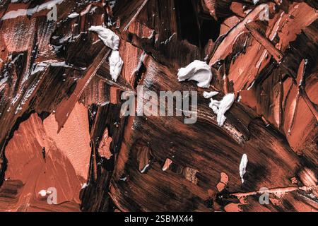 Abstract background with brown and beige plaster texture. Seamless background with large brushstrokes. Rough stylized texture with space for text. Hig Stock Photo