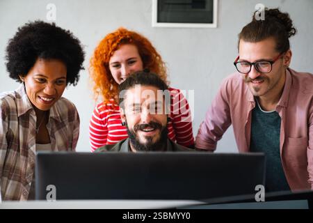 Software engineers working on project and programming in company. Startup business teamwork concept Stock Photo