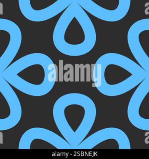 Seamless floral pattern bold blue clover shapes with rounded petals on a contrasting background. High quality geometric vector design in retro style, Stock Vector