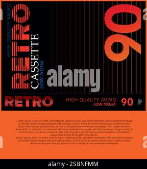 1980s Retro audio cassette cover art design, vector Stock Vector