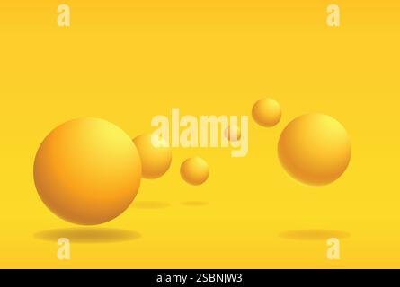 yellow bouncing balls on a yellow background. Minimalsit vector illustration Stock Vector