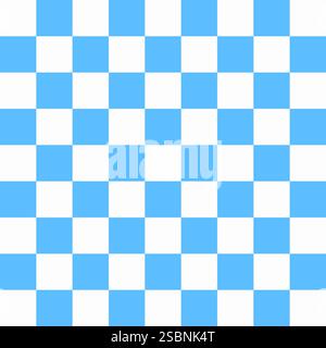 Seamless white and blue chess checkered grid pattern in Memphis style. Geometric vector design for backgrounds and wallpapers. Modern, hipster, and mi Stock Vector
