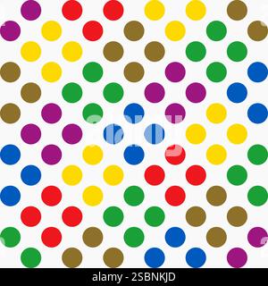 Minimalist colorful circle pattern on white background, perfect for wallpaper, textiles, and backgrounds. High quality vector graphic with playful des Stock Vector