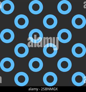 Y2K inspired seamless vector pattern with blue circles on a dark background. Perfect for bold, modern designs, backgrounds, textiles, and fashion proj Stock Vector