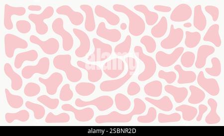 Abstract pink and white pattern with cow or dalmatian spots, featuring fluid blobs and irregular shapes. Ideal for creative decor and vector design pr Stock Vector