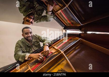 France, Caribbean, Lesser Antilles, Martinique, Fort-de-France, pianist Maher BEAUROY at Tropiques-Atrium National Theatre of Martinique Stock Photo