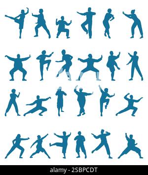 Tai chi people silhouettes isolated set vector illustration Stock Vector