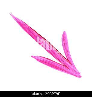 One pink drawn arrow isolated on white, above view Stock Photo