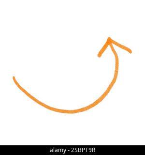 One orange drawn arrow isolated on white Stock Photo