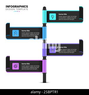 Infographic template with icons and 4 options or steps. Signpost. Can be used for workflow layout, diagram, banner, webdesign. Vector illustration Stock Vector