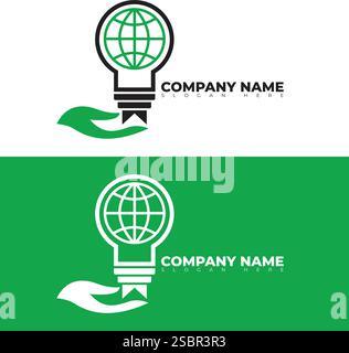 Eco Friendly Business Logo with Lightbulb and Leaf Stock Vector