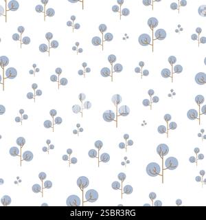 Seamless pattern with colored trees on white background. Vector illustration. Stock Vector