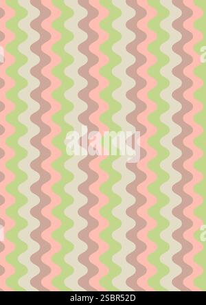Abstract psychedelic retro background with wavy pattern. Groovy waves in warm retro colors. Trendy twisted funky vector texture in abstract y2k style Stock Vector