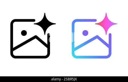 generate image AI photo generator artificial intelligence icon symbol of generative button icon outline and gradient set collection Stock Vector