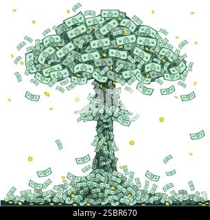 Clipart nuclear explosion from dollar bills Stock Vector