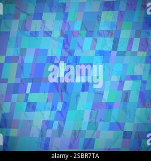 Abstract textured background with blue colorful rectangles. Card design. Beautiful futuristic dynamic geometric pattern design. Vector illustration Stock Vector