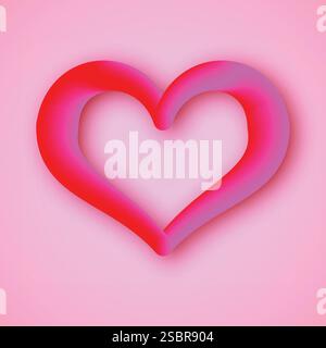 Big red heart on a pink background. Symbol of Love. Vector illustration. Stock Vector