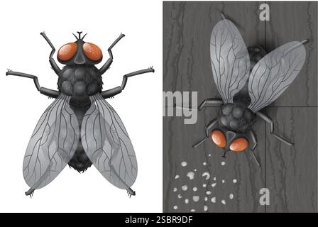 Realistic insect fly in vector Stock Vector