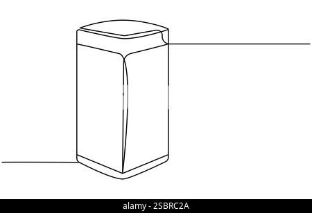 one line drawing trash bin clean environment vector, One continuous line drawing of garbage container. Plastic recycle waste dustbin in simple linear Stock Vector