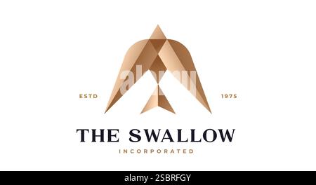 Bird Label, Sign, Logo Swallow Stock Vector