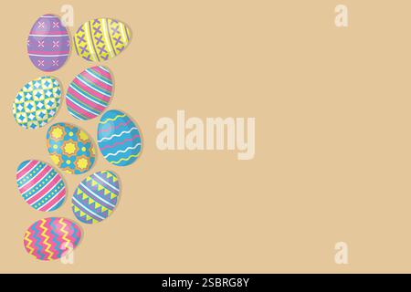 Empty pastel background with Easter eggs. Stock Vector