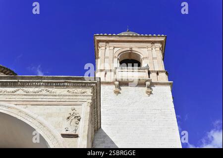 Basilica of St Francis of Assisi, Assisi, Umbria region, Italy, 1957, designed by Maestro Jacopo Tedescoa around 1253, Europe, Historic bell tower in Stock Photo