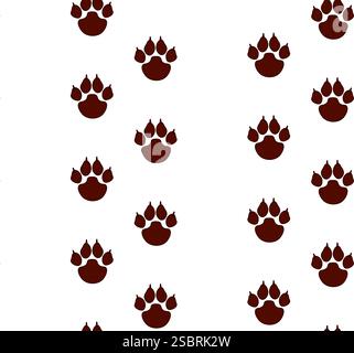 Tifer Paw prints, animal tracks, tiger footprints seamless pattern. Icon and track of footprints. Black silhouette. Vector Stock Vector