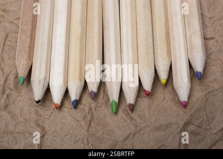 Colored pencilso paper background Stock Photo