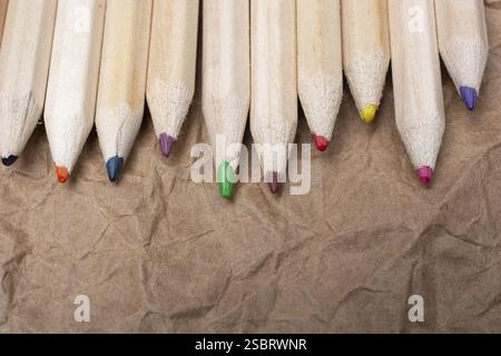 Colored pencilso paper background Stock Photo