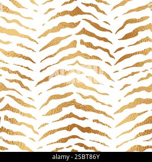 Animal stripe seamless pattern. Repeating gold zebra line texture. Repeated golden background for design gifts prints. Repeat zebra patern. Abstract Stock Vector