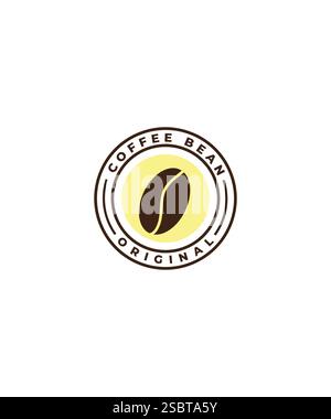 emblem coffee bean logo design, emblem Coffee shop logo, vector illustration Stock Vector