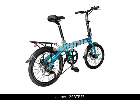 Folding compact bike. Close-up. Isolated on white background. Stock Photo
