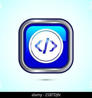 Coding icon design illustration, Web development icon, Button design Stock Vector