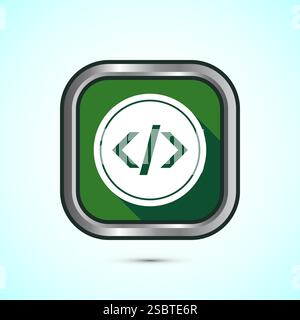 Coding icon design illustration, Web development icon, Button design Stock Vector