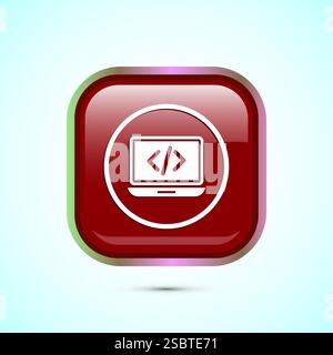 Coding icon design illustration, Web development icon, Button design Stock Vector