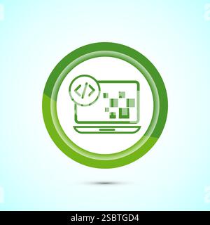Coding icon design illustration, Web development icon, Button design Stock Vector