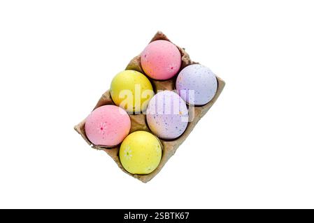 Easter eggs in a box on a transparent background Stock Photo