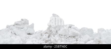 Snow dirty drifts on white isolated background Stock Photo