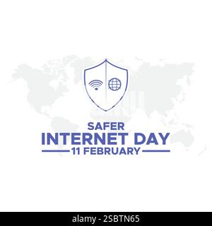 Safer Internet Day, February 11, Safer Internet Day celebrated every year on 6th February. Vector design, flyer, poster and social medial template. Stock Vector