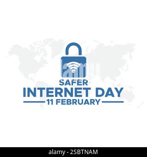 Safer Internet Day, February 11, Safer Internet Day celebrated every year on 6th February. Vector design, flyer, poster and social medial template. Stock Vector